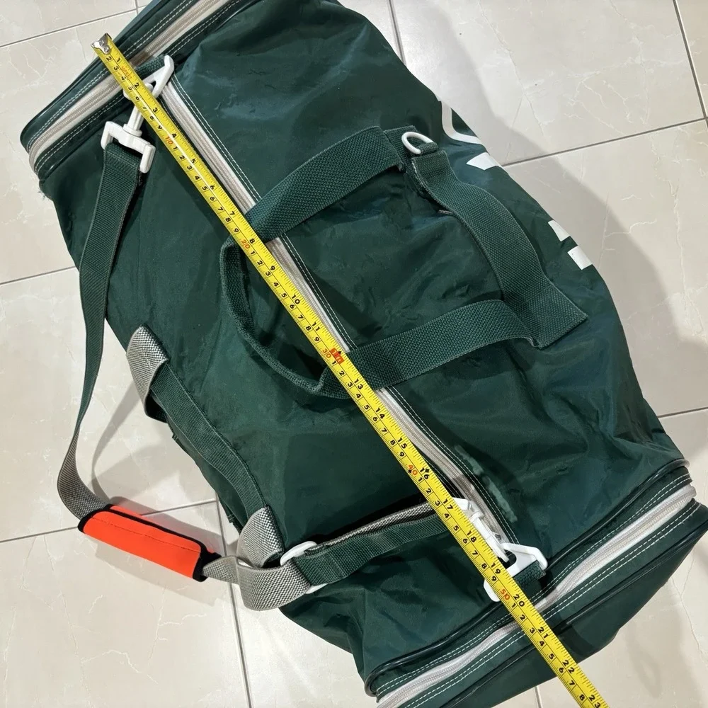 Vintage 80s 90s Adidas Duffle Bag Green Trefoil Gym Bag RARE Zipper Large Gear